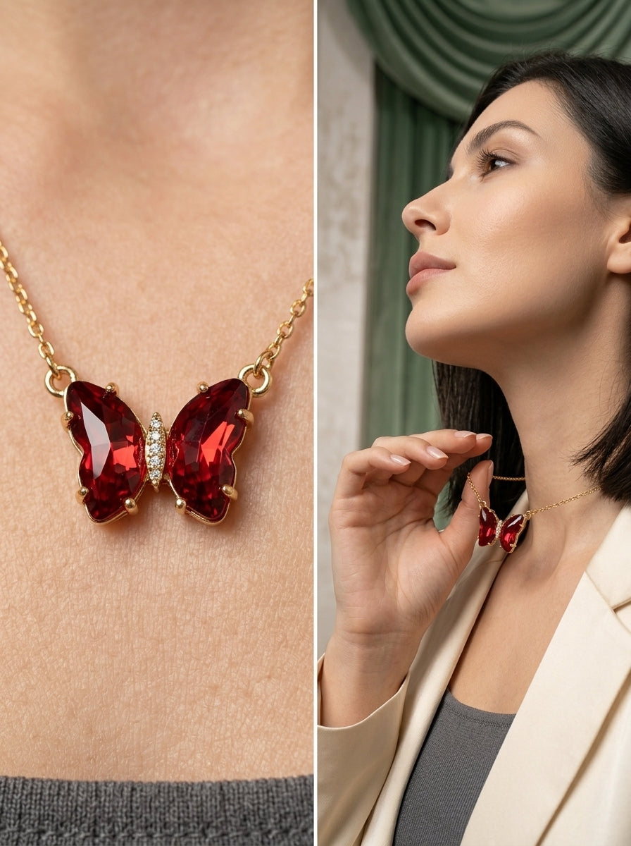 Ruby butterfly Pandent