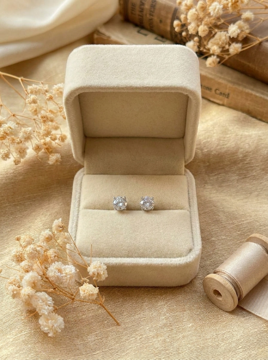 Zirconia Earrings - 925 Silver (Chandi)