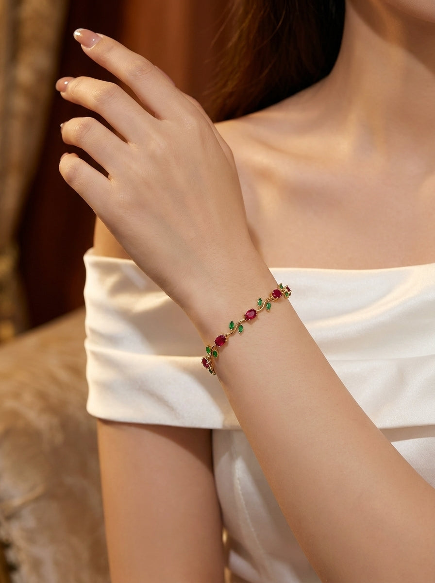 Leaves Bracelet (Red + Green)