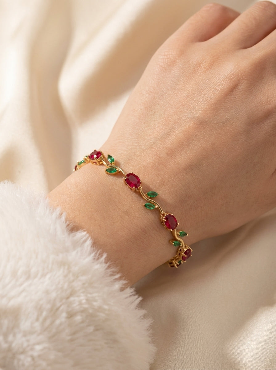 Leaves Bracelet (Red + Green)