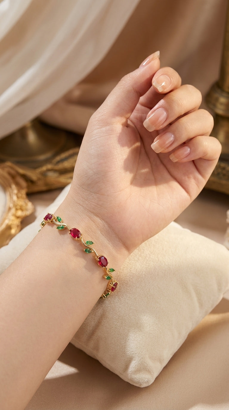 Leaves Bracelet (Red + Green)