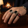 3x Ring Bundle ( Grill Onyx Ring + Pure Black Onyx Rings + Red Turkish Ring )
