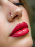 Ruby Nose Rings - 925 Silver (Chandi)