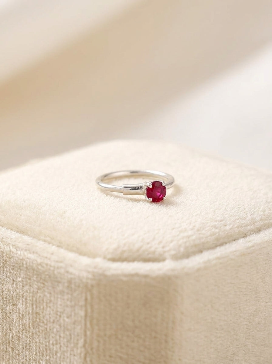 Ruby Nose Rings - 925 Silver (Chandi)